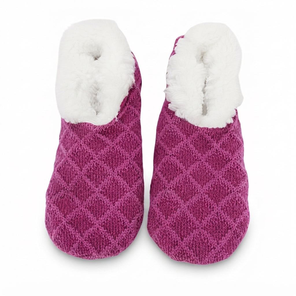 Plush Slipper Socks, Non-Slip Sole, Fleece Lined Knit