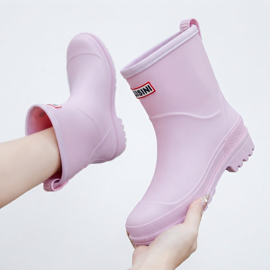 Waterproof Wellington Boots, Pull-On Rubber Rain Boots