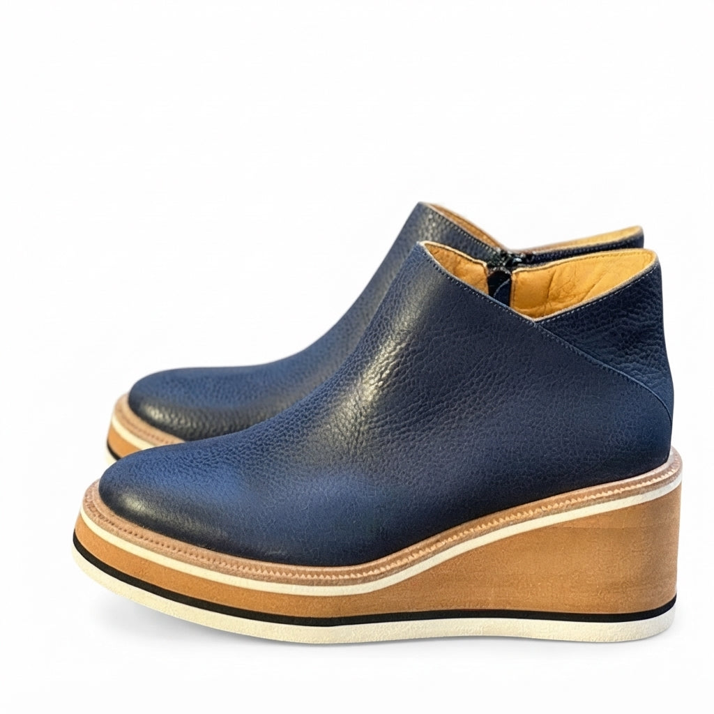 Waterproof Platform Ankle Boots, Side Zip Wedge Sole