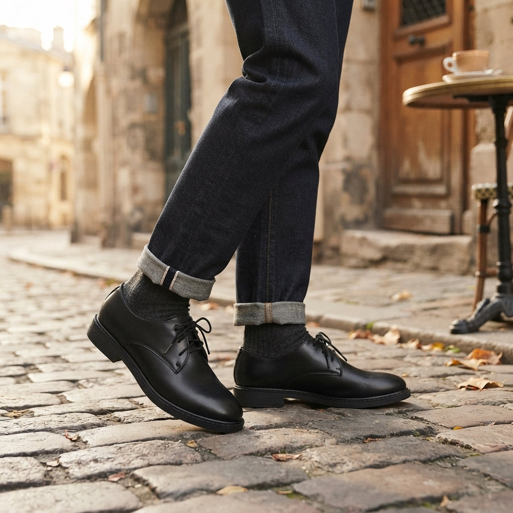 Leather Brogue Oxford Shoes, Wingtip Lace Up Platform