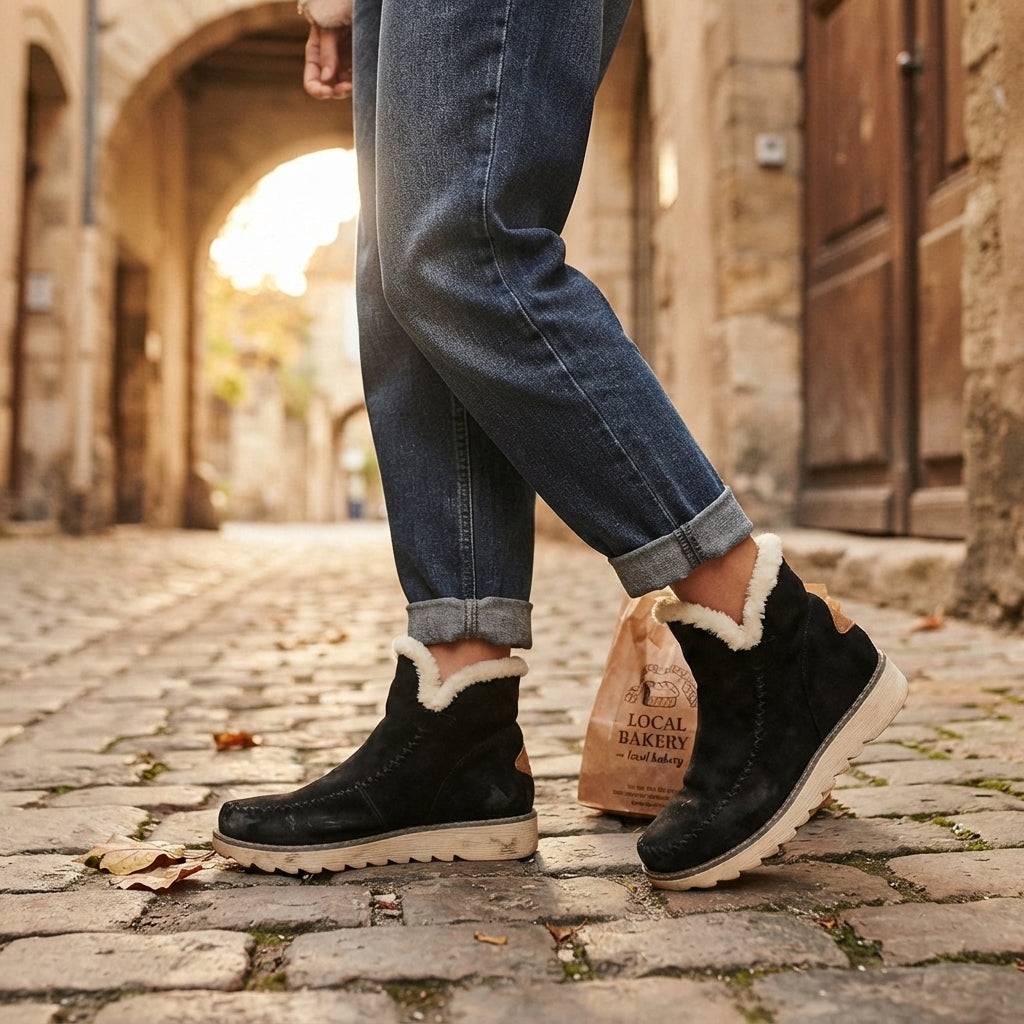 Faux Fur Lined Snow Boots, Slip On Supportive Ankle Fit
