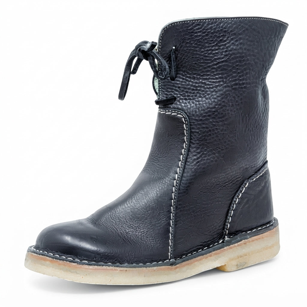 Slouch Leather Boots, Arch Support Cushioned Footbed