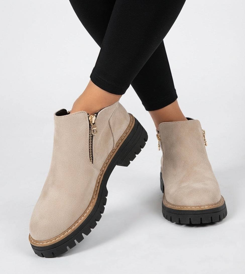 Cushioned Platform Ankle Boots, Supportive Side Zip