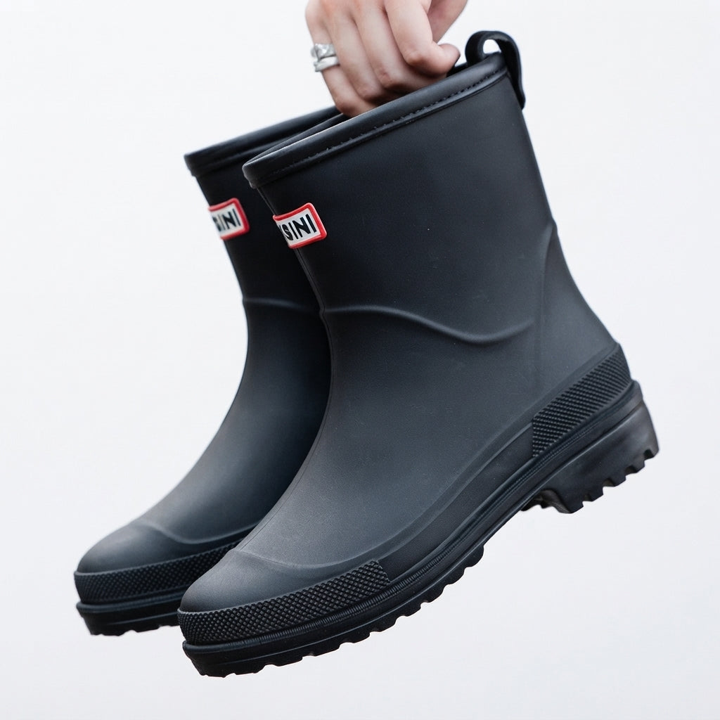 Waterproof Wellington Boots, Pull-On Rubber Rain Boots